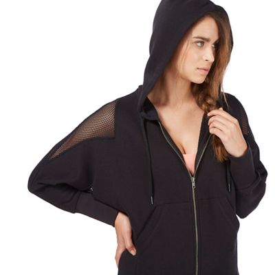 Black oversized mesh insert hoody